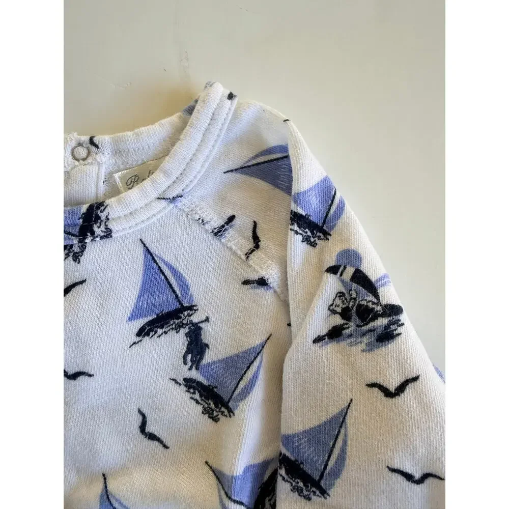 Ralph Lauren Bear Nautical Cotton Sweatshirt Baby Boy 12 Months